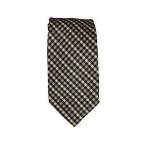 PIERRE CARDIN MEN'S SLIM 2.5" BLACK BEIGE CHECKERED TIE VINTAGE POLYESTER